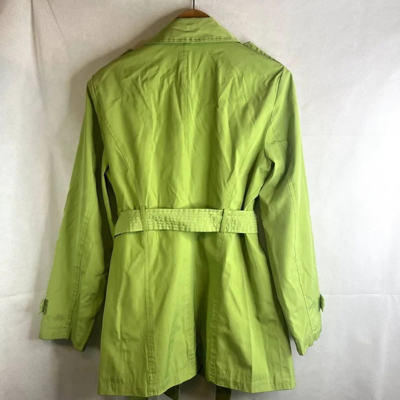 Relativity Lime Green Short Trench Jacket Double Breasted Size Medium - Picture 2 of 14